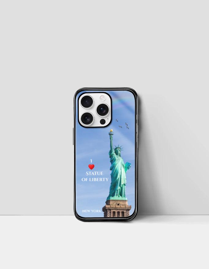 iPhone Glass Case – Durable with Iconic Statue of Liberty Design