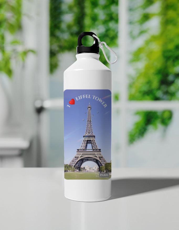 Sipper Bottle - Stylish 750ml Aluminum Water Bottle with Eiffel Tower Print