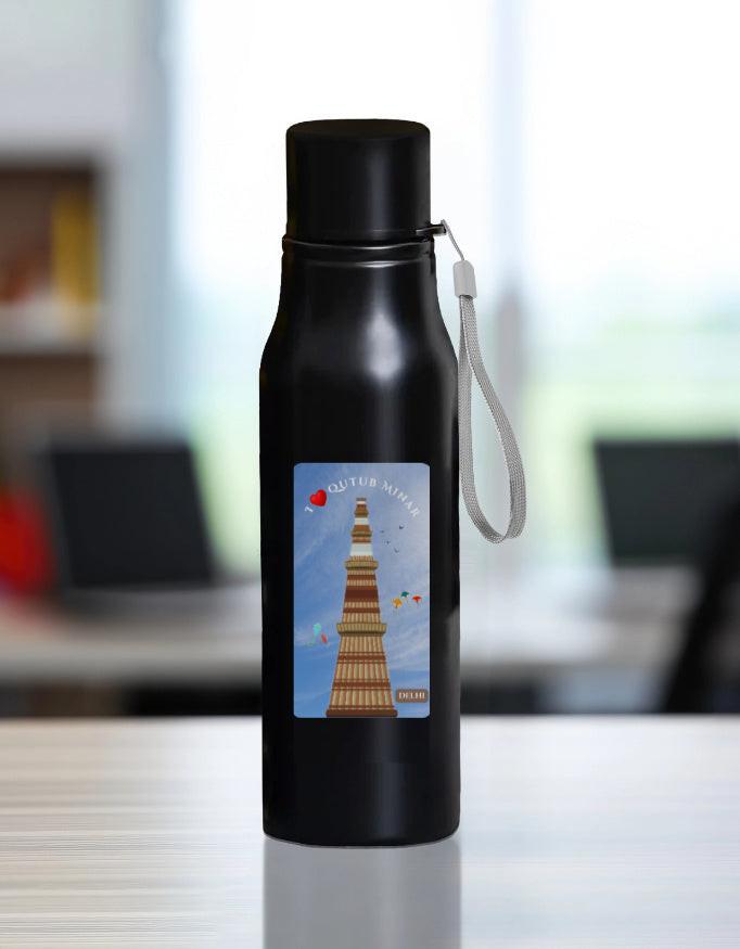 Stainless Steel Water Bottle - Durable and stylish Qutub Minar Design