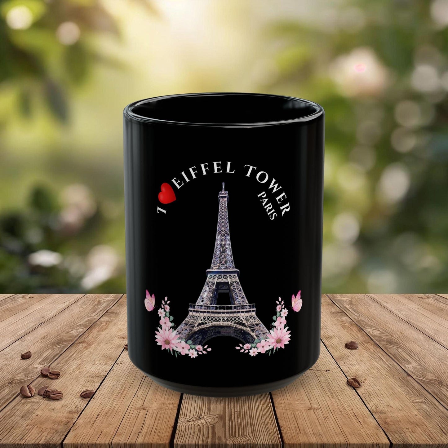 Eiffel Tower Black Mug - Gift for Travelers, Coffee Lovers, or Home Decor