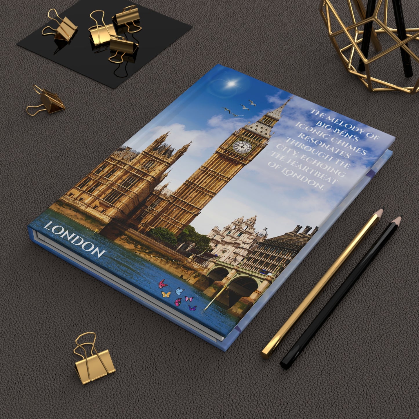 London Big Ben Hardcover Journal — Travel Diary with Inspirational Quote