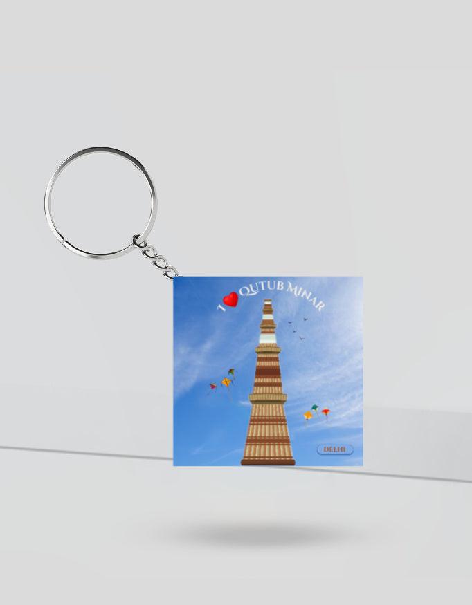 Qutub Minar Keychain - Stylish & Durable Acrylic Accessory
