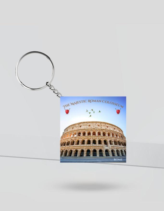 Keychain - Stylish Rome Colosseum Design, Sleek Finish, Perfect Gift