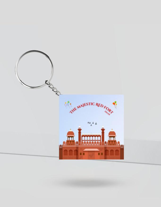 Keychain - Stylish Delhi Red Fort Acrylic Accessory for Keys & Gifts