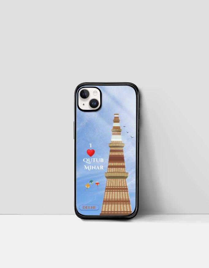 iPhone Glass Case: Protective & Sleek Design with Qutub Minar Artwork
