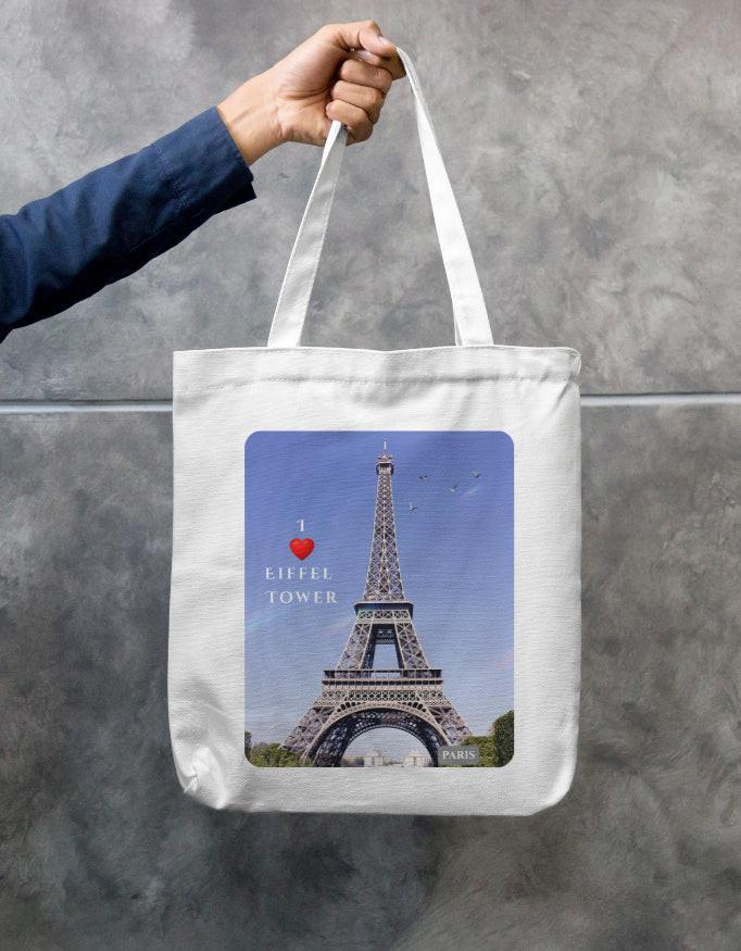 Zipper Tote Bag - Stylish Eiffel Tower Design on Eco-Friendly Canvas