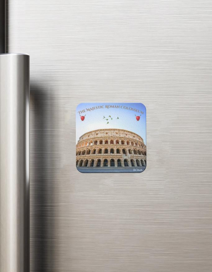 Fridge Magnet: Elegant 3mm Acrylic Square Magnet with Colosseum Design