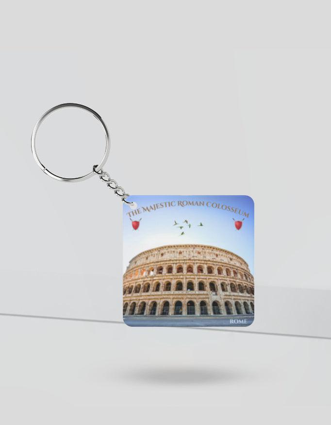 Keychain - Stylish Rome Colosseum Design, Sleek Finish, Perfect Gift