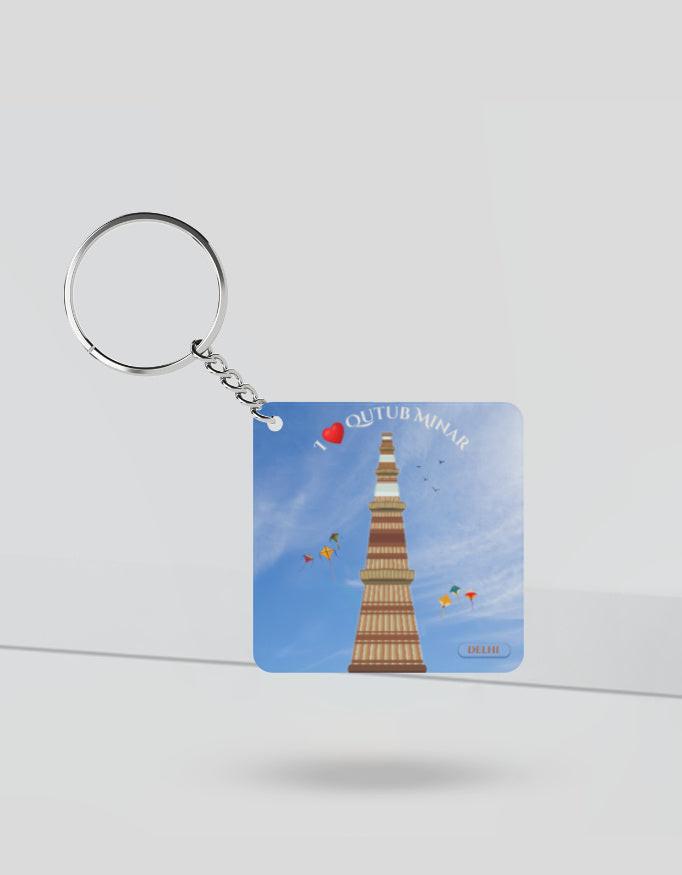 Qutub Minar Keychain - Stylish & Durable Acrylic Accessory