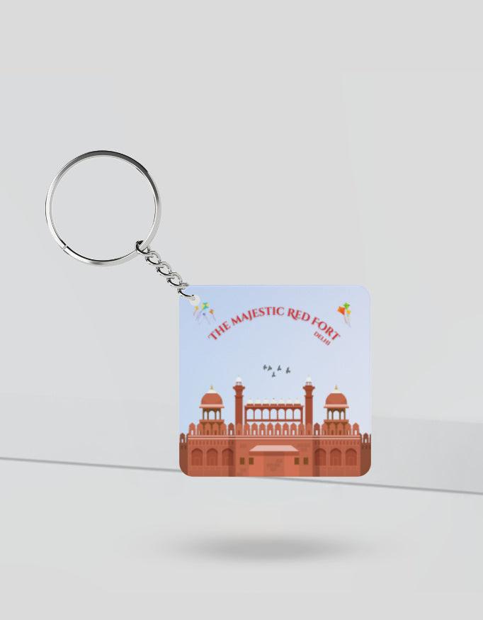 Keychain - Stylish Delhi Red Fort Acrylic Accessory for Keys & Gifts