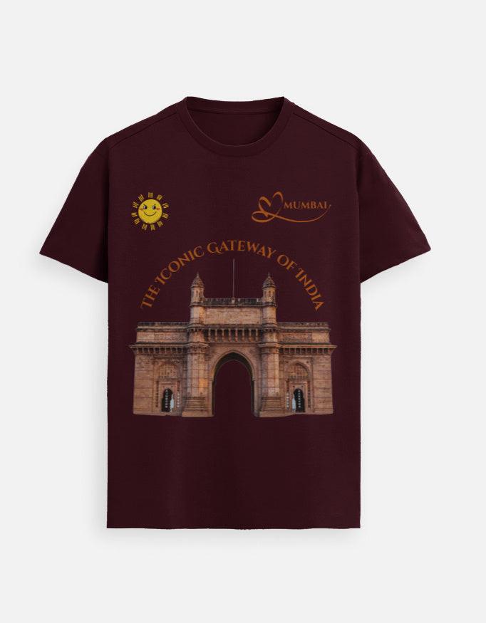 Supima Cotton T-Shirt: Unisex Fashion Tee with Iconic Gateway of India
