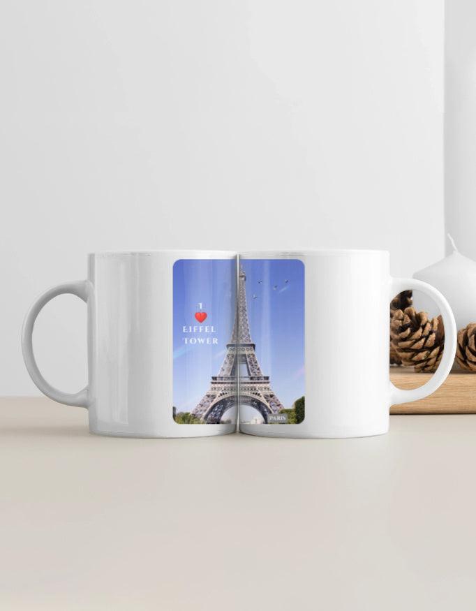 White Coffee Mug: Elegant, 11 oz, Paris Eiffel Tower Ceramic Mug