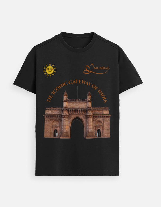 Supima Cotton T-Shirt: Unisex Fashion Tee with Iconic Gateway of India
