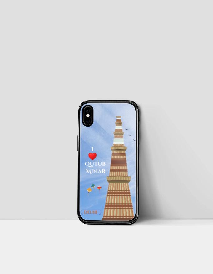 iPhone Glass Case: Protective & Sleek Design with Qutub Minar Artwork