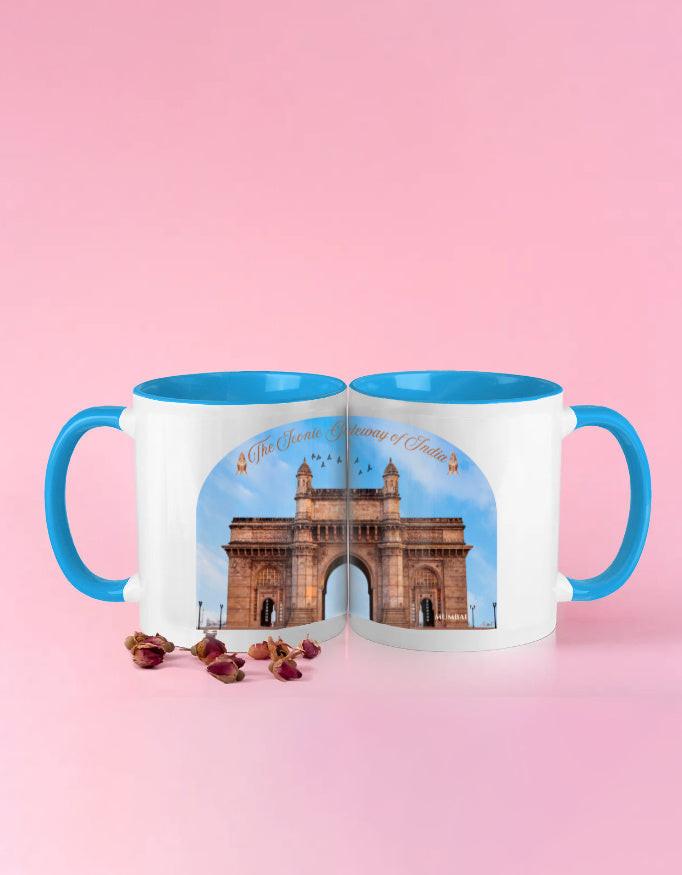 Color Coffee Mug: Brighten Your Day with Vibrant Gateway of India Design