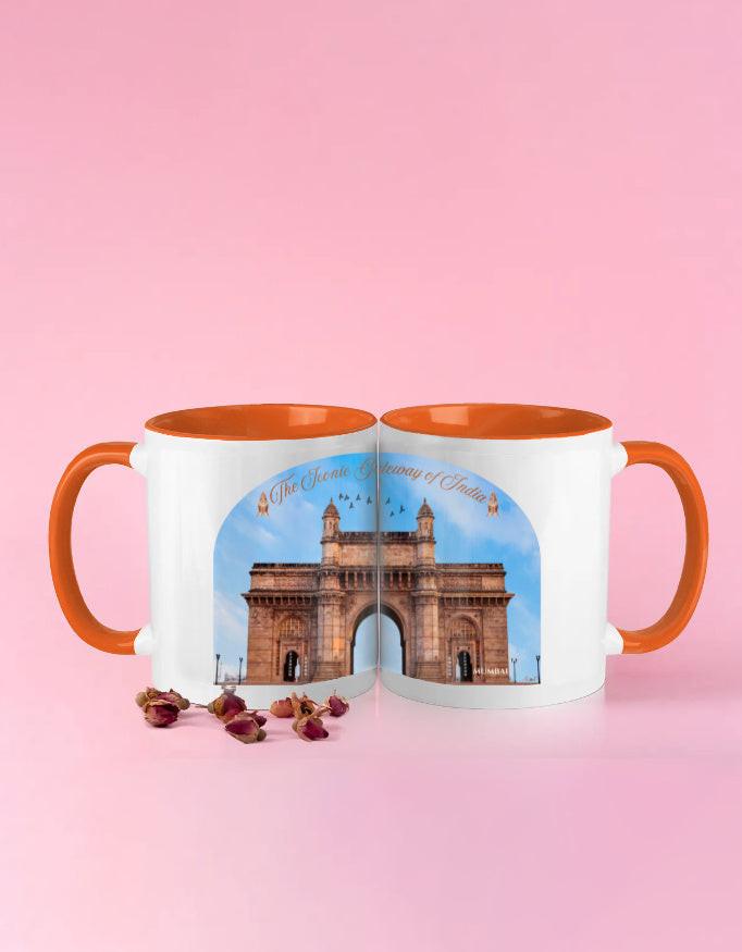 Color Coffee Mug: Brighten Your Day with Vibrant Gateway of India Design