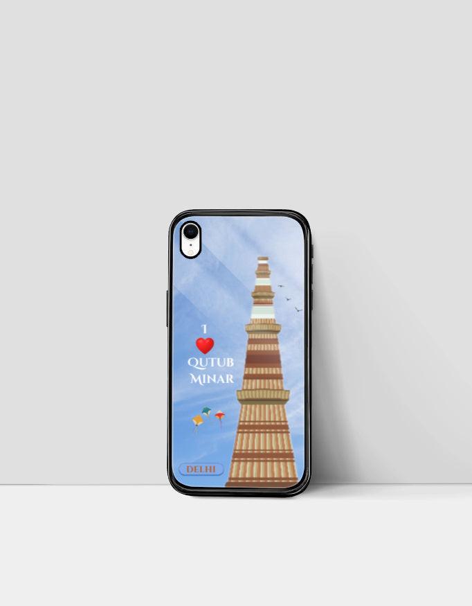 iPhone Glass Case: Protective & Sleek Design with Qutub Minar Artwork