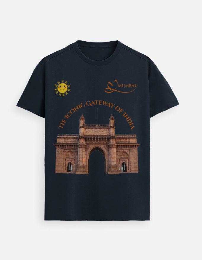 Supima Cotton T-Shirt: Unisex Fashion Tee with Iconic Gateway of India