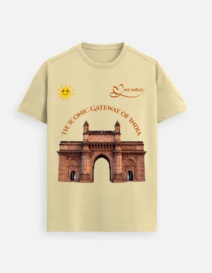 Supima Cotton T-Shirt: Unisex Fashion Tee with Iconic Gateway of India