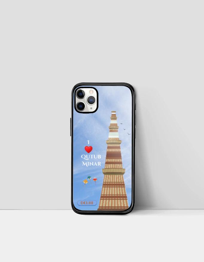iPhone Glass Case: Protective & Sleek Design with Qutub Minar Artwork