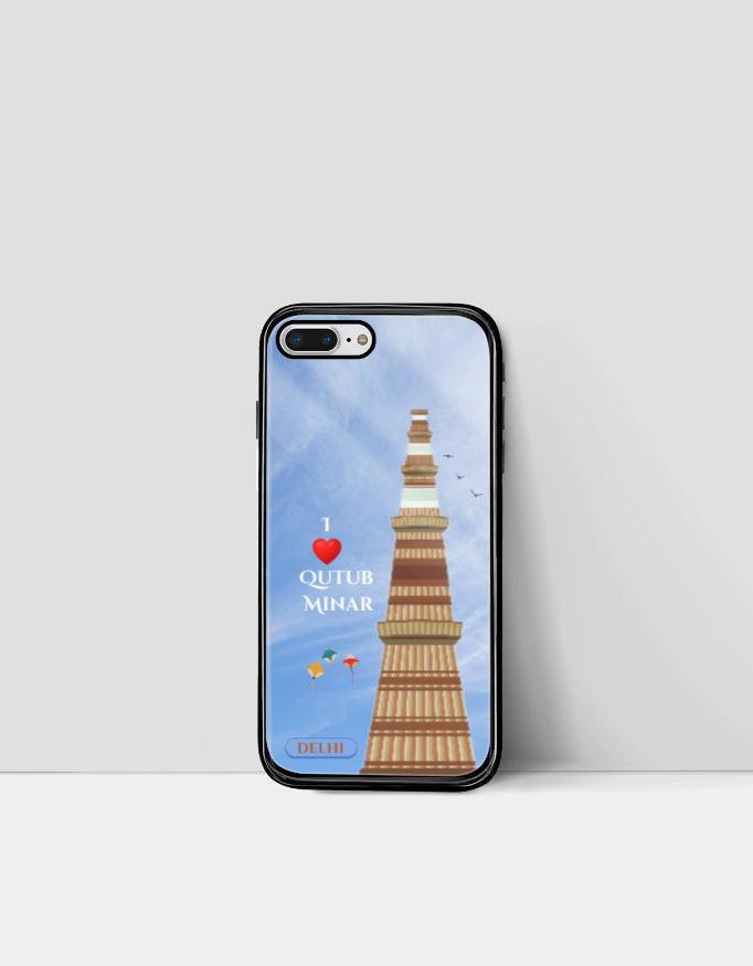 iPhone Glass Case: Protective & Sleek Design with Qutub Minar Artwork