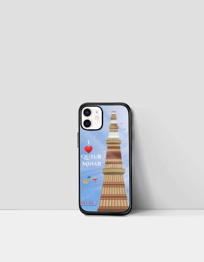 iPhone Glass Case: Protective & Sleek Design with Qutub Minar Artwork