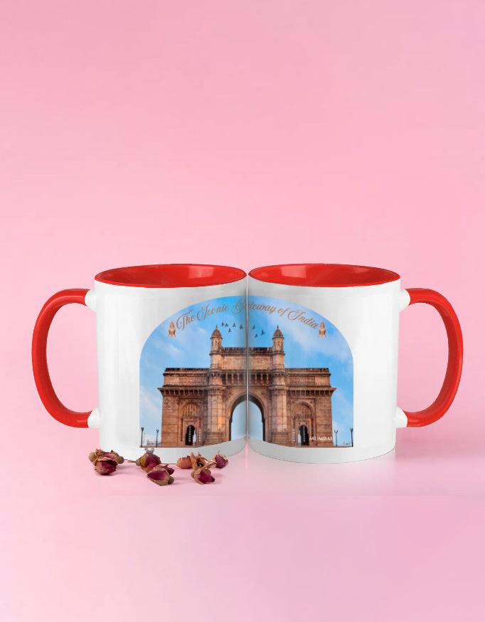 Color Coffee Mug: Brighten Your Day with Vibrant Gateway of India Design