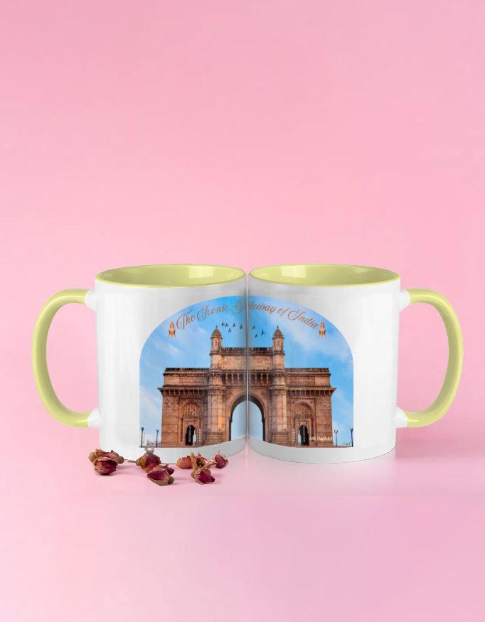 Color Coffee Mug: Brighten Your Day with Vibrant Gateway of India Design